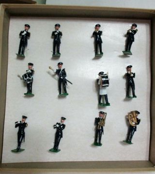 Nos 12 Vintage Metal Toy Soldiers Marching Band Bernard Weldon Tin Soldier