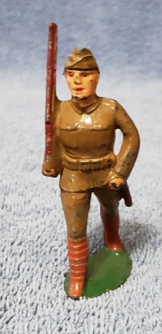 Vintage Manoil M6 8 Lead Toy Soldier On Parade Campaign Hat Straight On Head M - 6