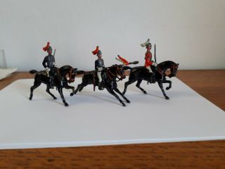 Three Vintage Britains Lead Toy Mounted Soldiers.