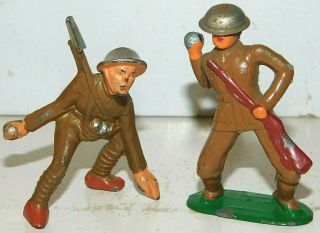 Old Barclay & Manoil 1930s Dimestore Soldiers,  Throwing Hand Grenades,  B76 & M67