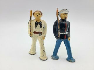 Set Of 2 Barclay Manoil Pod Foot Toy Lead Marine Navy Dress Uniform With Rifle
