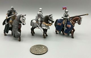 (3) Frontline ? Lead Metal Medieval Mounted Knights Toy Soldiers 54mm Excel