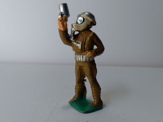 12 Vintage Barclay Manoil Lead Toy Soldier 3.  5 " Figure Gas Mask Flare Gun