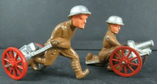 Manoil Barclay Army Soldier Shooting Cannon & Pulling Cannon Lead Metal Toys