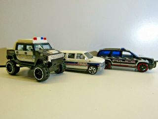 Hot Wheels & Matchbox By Mattel 3 X Police Vehicle Set Including Hummer H2