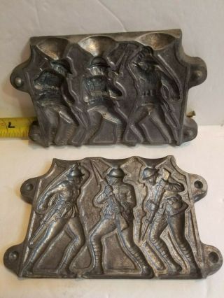 Vintage Tin Lead Soldiers,  Metal Figure Mold.  Wwi Us Army,  Machete,  3 Soldiers 1