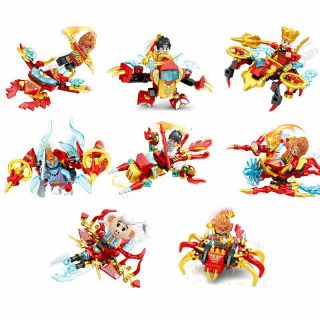 8in1 Chinese Ancient Guard Monkey King Monk Scenes Building Blocks Bricks Toys