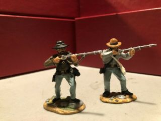 W.  Britain 54mm Matte Finished Acw Confederate Infantry Standing Firing By Two