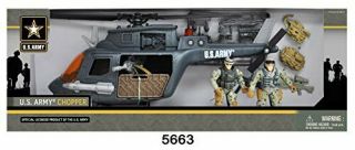 United States Army Chopper Playset With 2 Soldiers