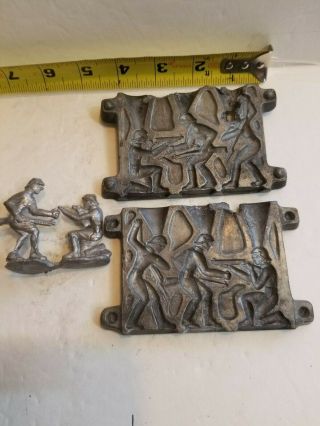 Vintage Tin Lead Soldiers,  Metal Figure Mold Track Wwi Us Army,  3 Soldiers 7