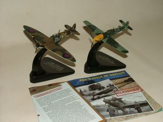 Atlas Editions Diecast Ww2 Aircraft Set 1:72 Spitfire Mk.  1 Messerschmitt Bf.  109e