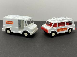 Vintage Tootsietoy Rescue Vehicles Diecast 4 " 1980s 1970s Ambulance Rescue