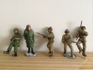 5 Vintage Lead - Made Toy Army Soldiers