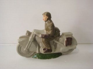 Sbs Figurine Ancienne Militaire Platre Et Farine Jrd Soldat Sur Moto