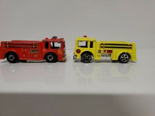 2 Rare Vintage 1976 Mattel Hot Wheels Fire Eater Engine Trucks Yellow/red