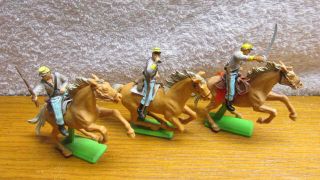 Vintage 1971 Britains Deetail 3 Confederate Civil War Riders & Repaired Horses