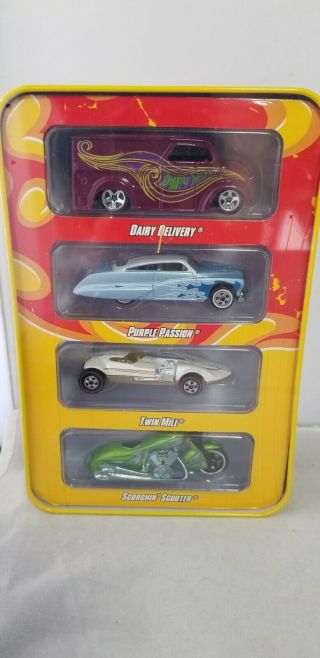 Hot Wheels Since 68 Originals 4 Car Pack Tin - Dairy,  Purple Passion,  Twin Mill