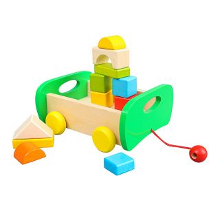 Wooden Toys Club Building Blocks Car For Toddlers – Real Wood Toy Car Block Set