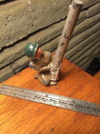 Vintage antique 40 - 50 ' s metal toy soldier: big mortar WWII 2