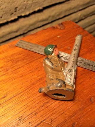 Vintage antique 40 - 50 ' s metal toy soldier: big mortar WWII 3