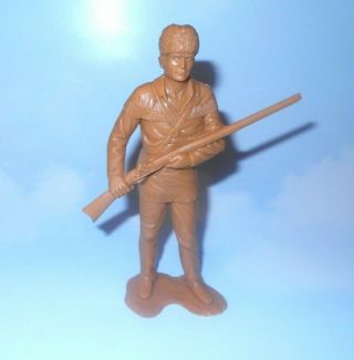 Vintage 1960s Marx Tan Soft Plastic 6 Inch Pioneer With Rifle At Chest