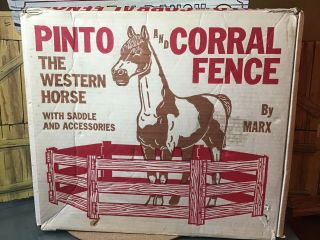 Vintage Marx Johnny West Storm Cloud Pinto Corral & Fence Set W/ Geronimo