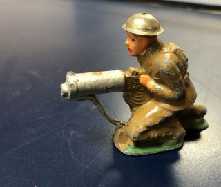 Vintage Barclay Lead Toy Soldier With Machine Gun