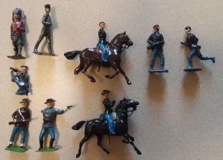 Vintage Britains Lead Toy Soldiers - 9 Civil War,  Cadet,  British Red Coat