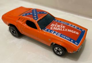 Vintage 1970 Hot Wheels Blackwall Dixie Challenger 426 Hemi W/ Flag Tampo