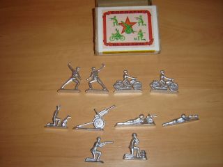 Soviet Russian Vintage Tin Toy Set Of 10 Soldiers On A Drill70 - S Metal Ussr