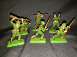 6 Vintage Britains Ltd Deetail British Wwii Toy Soldiers Us Army Ww2 1971