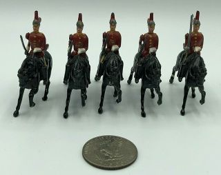 (5) Vintage Mounted Regiment Lifeguards Lead Toy Soldiers 54mm Great Unbranded