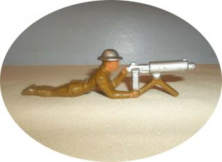 Invc446 Soldier Laying With Machine Gun Cast Grey Iron / Barclay