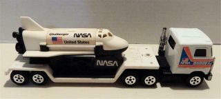 Vintage Buddy L Nasa Mack Truck & Trailer With Challenger Space Shuttle