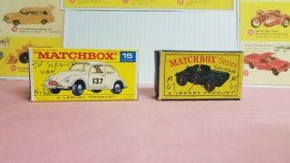 Matchbox Lesney Volkswagen,  Army Scout Car Nos.  15,  61 Empty Boxes