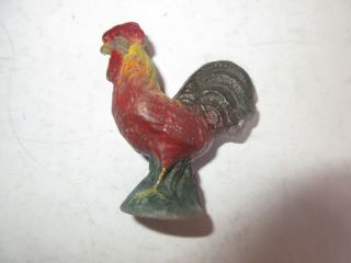 Figurine Ancienne Platre Et Farine: Animal De La Ferme Coq ; H=5,  5cm