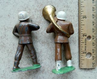 2 Vintage Barclay Manoil dimestore Army musicians figures tuba & band leader 2