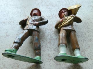 2 Vintage Barclay Manoil dimestore Army musicians figures tuba & band leader 3