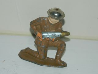Barclay Manoil Lead Toy Soldier Artillery Shell Loader Tin Helmet