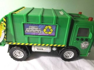 Tonka Lights Sound Rescue Force Metro Sanitation Department Garbage Truck Green