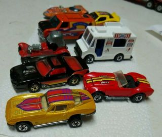 8 Hot Wheels 1970s 1980s Cars Corvette High Takers.  Cobra.  Red Baron,