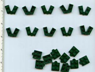 Lego X 20 Dark Green Hinge Plate 1 X 4 Swivel Top Base Complete Assembly