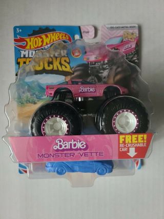 2021 1/64 Hot Wheels Monster Trucks Barbie Pink Corvette Vette Vhtf