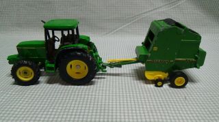 John Deere 6410 Tractor With Round Baler Diecast Pre - Owned