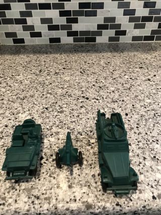 1960 Auburn Rubber Toy Army Half Track,  Jeep And Howitzer
