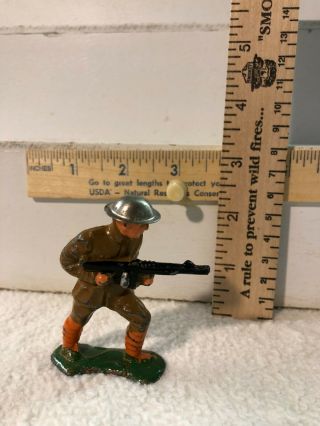 Barclay Manoil Toy Soldier 737 Soldier Charging Machine Gunner,  Tin Helmet