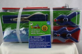 Create & Learn 18 - Piece Tool Set With Toolbox Kid - Size Tools For Kid - Size Hands