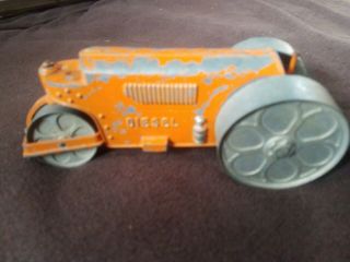 Vintage 1950s Hubley Kiddie Toy 480 Diesel Orange Steam Roller