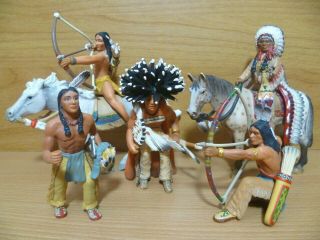 Schleich Wild West Figures Native American Sioux Chief & Archer On Horses Bundle