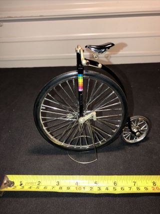 Penny Farthing High Wheel Bicycle Black Die Cast Metal W/ Stand Unicycle